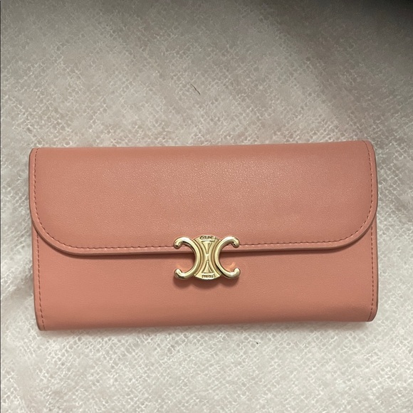 Celine Handbags - Celine Blush Leather Wallet with Gold Accent